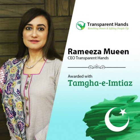 Rameeza Mueen CEO Transparent Hands is awarded with Tamgha-e-Imtiaz