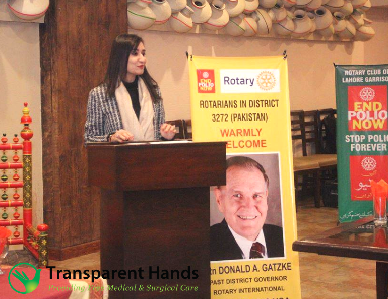 CEO Transparent Hands Ms. Rameeza Mueen was invited as a guest speaker to an event which was co-hosted by Rotary Clubs of Lahore Garriso