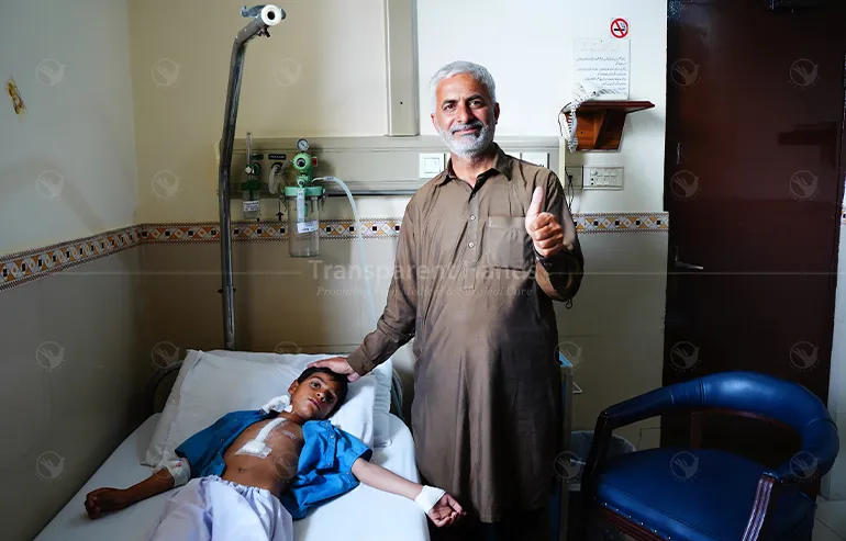 Transparent Hands healthcare support for a poor patient receiving medical treatment
