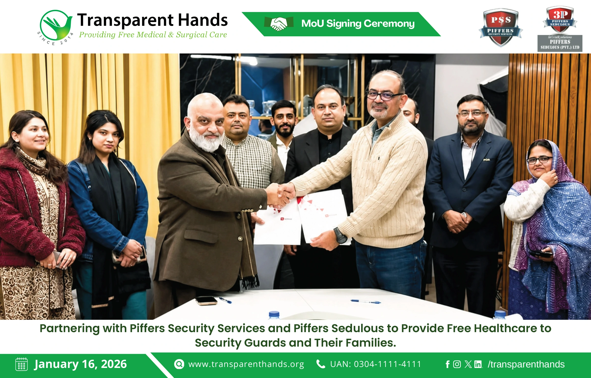 Transparent Hands and Piffers Partner to Provide Free Healthcare to Security Guards and Their Families